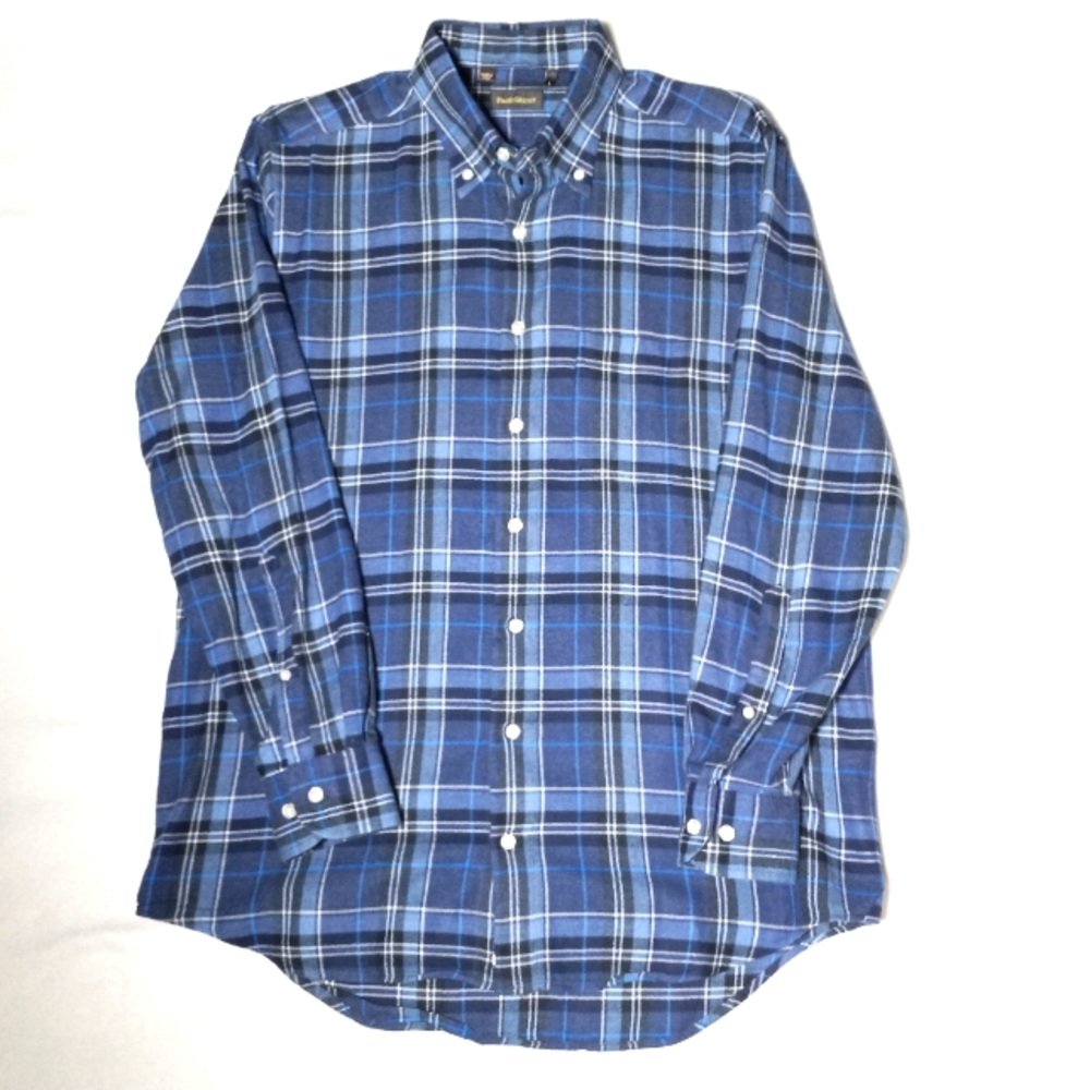 Paul Stewart button flannel shirt men's size Large made in Italy